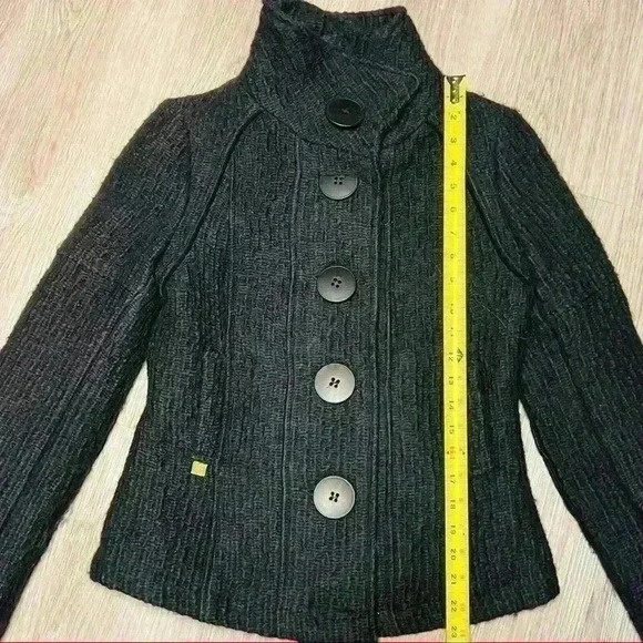 SOIA & KYO ELBOW PADS BLACK TWEED JACKET BLAZER SIZE S - Picture 6 of 10